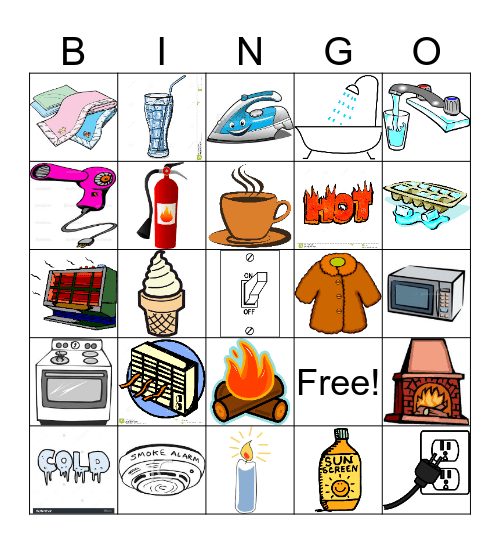 Hot and Cold Safety Bingo Card