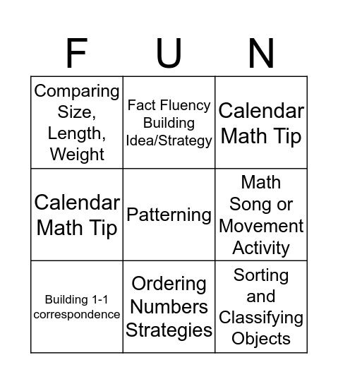 Math BINGO Card