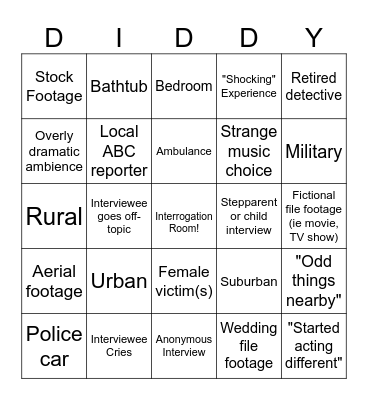 diddy Bingo Card