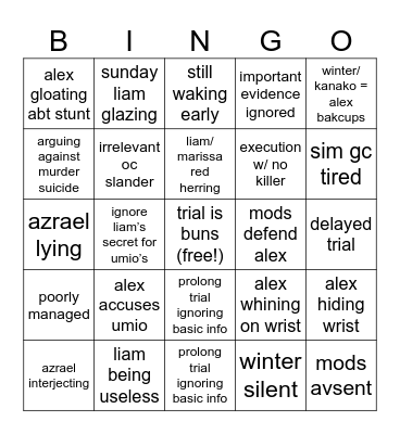 MM trial bingo Card