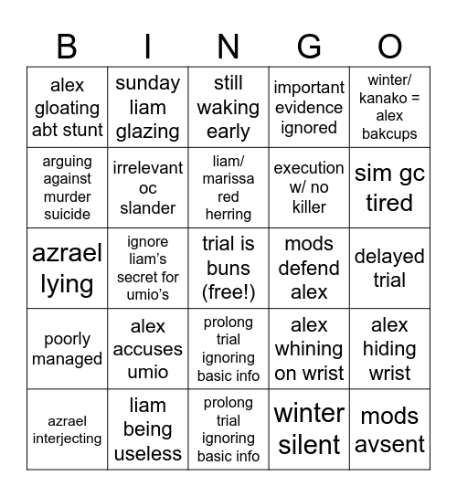 MM trial bingo Card