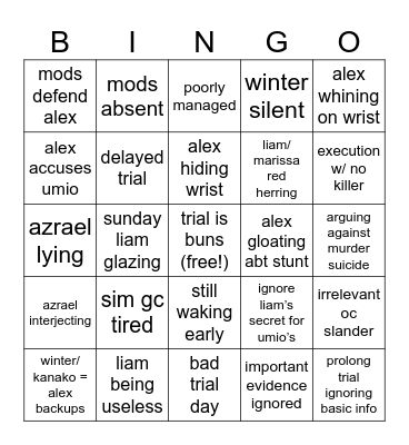 MM trial bingo Card
