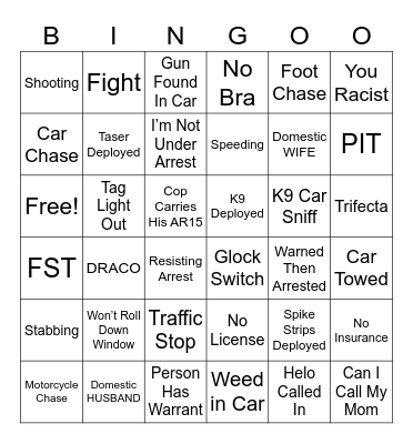 On Patrol Live Bingo Card