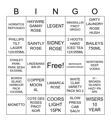 FEBRUARY CONTEST Bingo Card