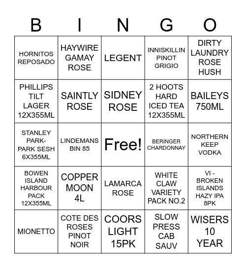 FEBRUARY CONTEST Bingo Card