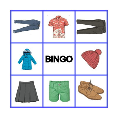 Clothes Bingo Card