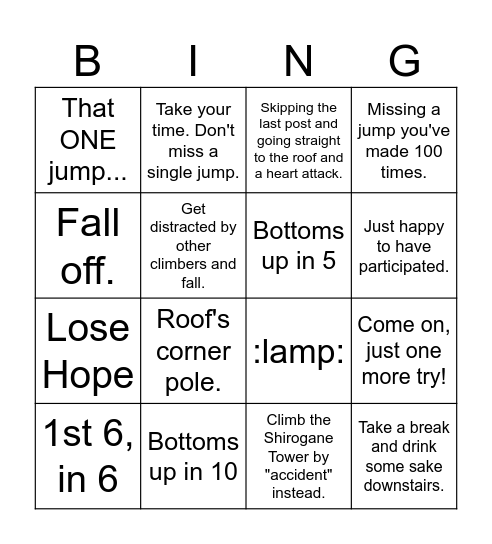 Kugane Tower Challenge! Bingo Card