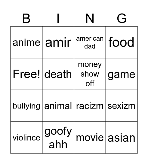 Untitled Bingo Card