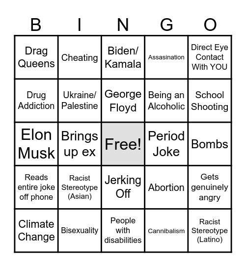 Comedy Night Bingo Card