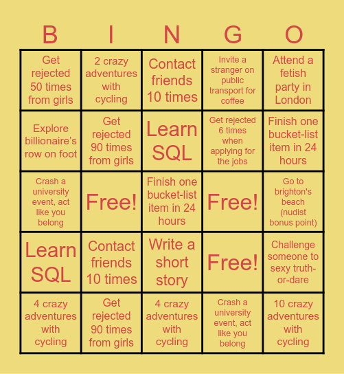 2025 #1 Bingo Card