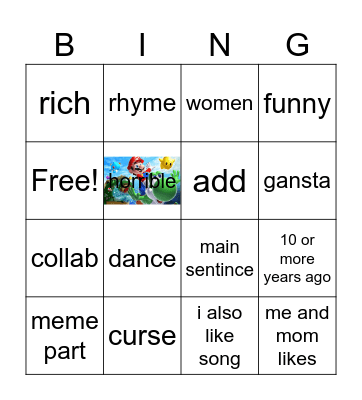 moms fav song bingo Card