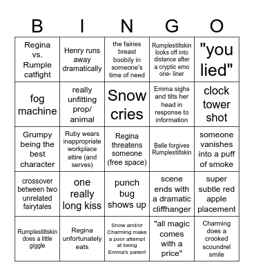 Once Upon A Time (Season 2.1) Bingo Card