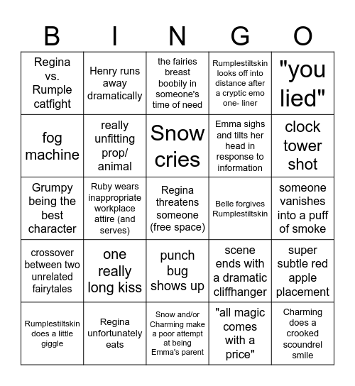 Once Upon A Time (Season 2.1) Bingo Card