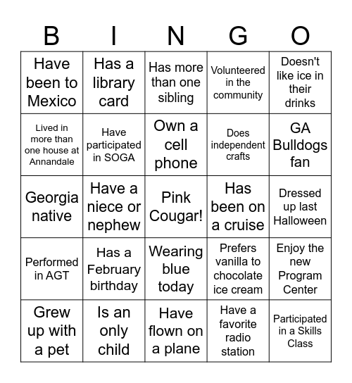 Pink Cougars BINGO Card
