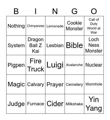 Infinite Craft Bingo Card