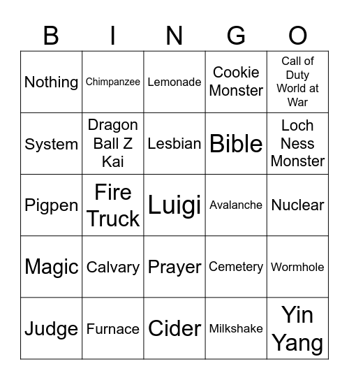 Infinite Craft Bingo Card