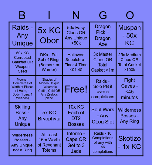 Medium-Tier Ballzaggs Bingo Card