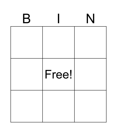 BINGO VOCABS Bingo Card