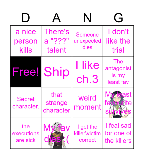 Danganronpa Bingo Card