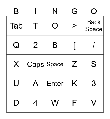 Angus Keyboard Bingo Card