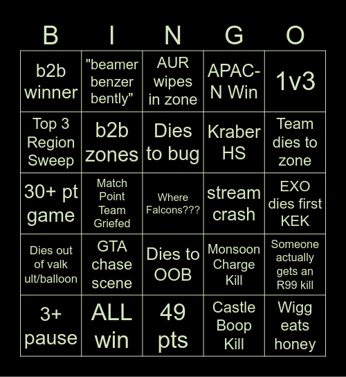 ALGS Finals!! Bingo Card