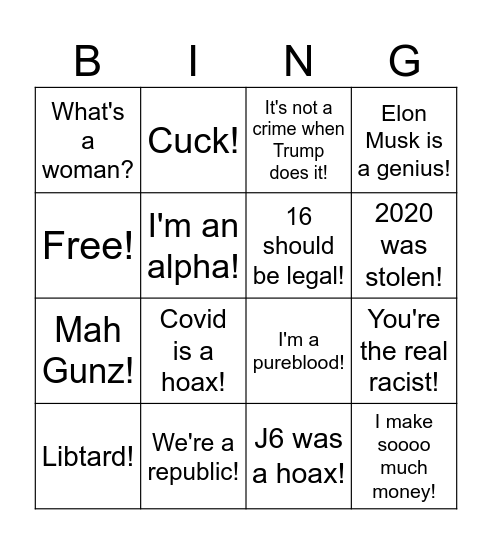 MAGA Moron Bingo! Bingo Card