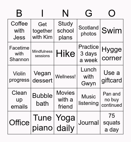 February 2025 Bingo Card