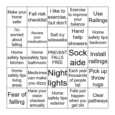 FALLS PREVENTION BINGO Card