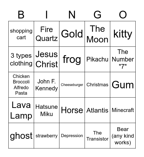 Infinite Craft Bingo Card