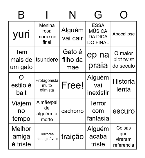 Madoka Magica Bingo Card