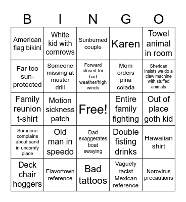 Cruisingo Bingo Card