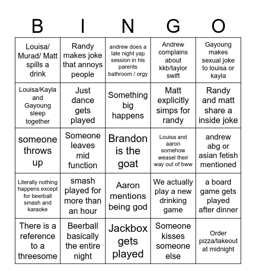 Bingo Board Function Bingo Card