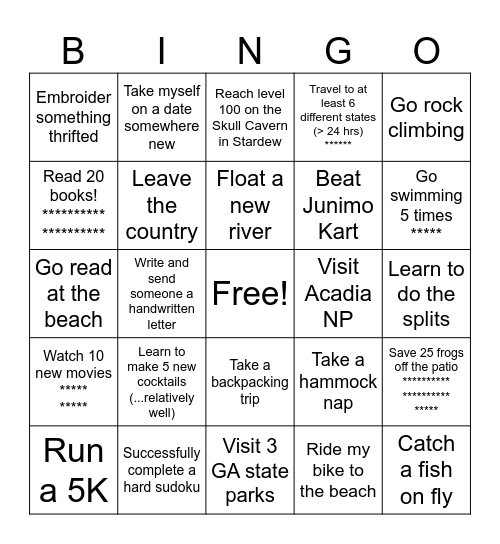 2025 Bingo! Bingo Card