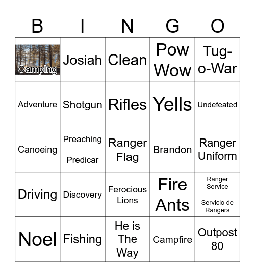 Royal Ranger Service Loteria Bingo Card