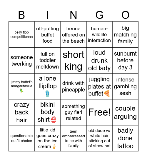Cruisingo Bingo Card