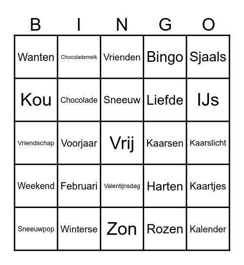 februari bingo Card
