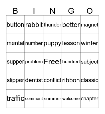 LEVEL 3-VCCV Bingo Card