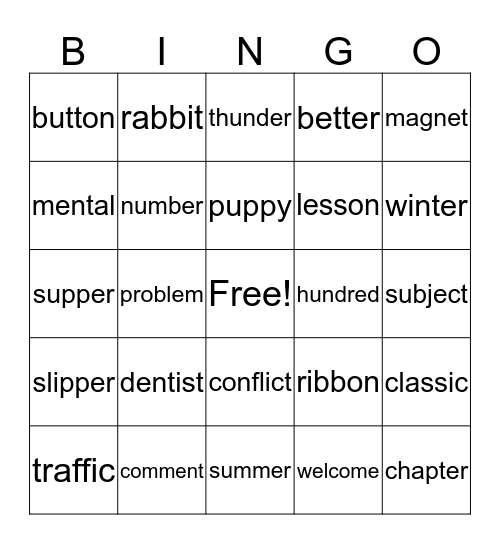 LEVEL 3-VCCV Bingo Card