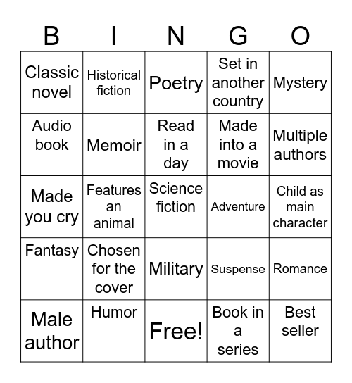 Book Bingo Card