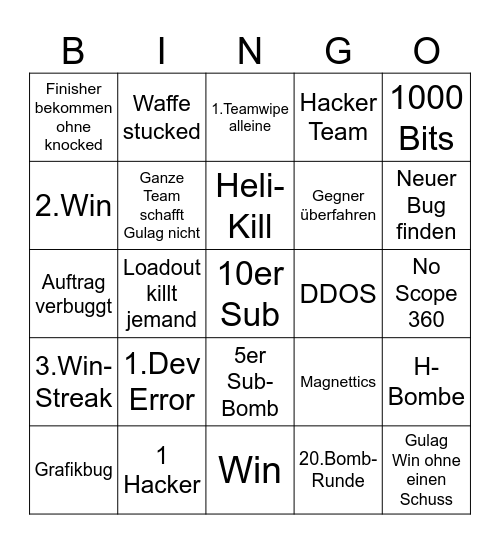 WARZONE BINGO Card