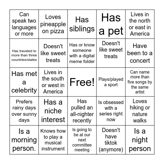 ICEBREAKER BINGO Card