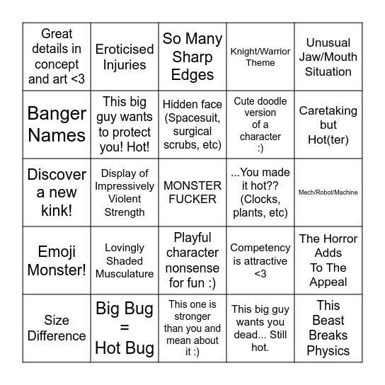 Personos Bingo Card