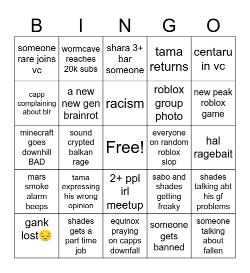 epic cool fg bingo card 2025 (1/22/25) Bingo Card