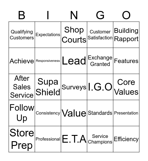 Customer Service Week 2016 Bingo Card