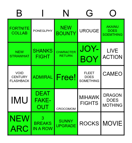 ONE PIECE Bingo Card