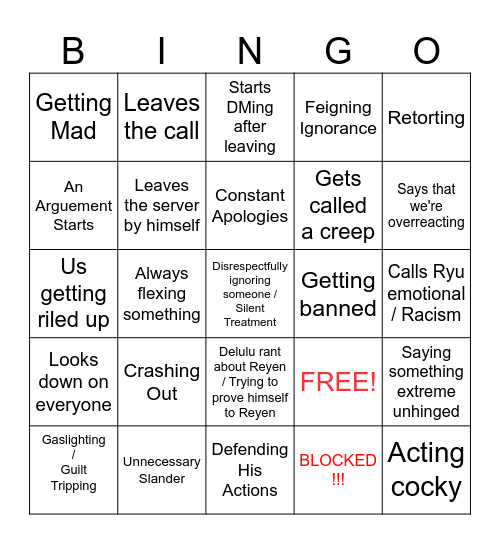 The 1/2/2025 Incident Bingo Card
