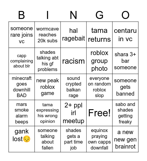 epic cool fg bingo card 2025 (1/22/25) Bingo Card
