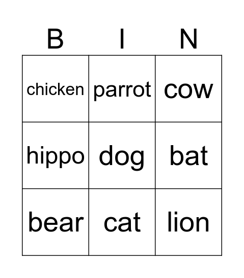 Food Bingo Card