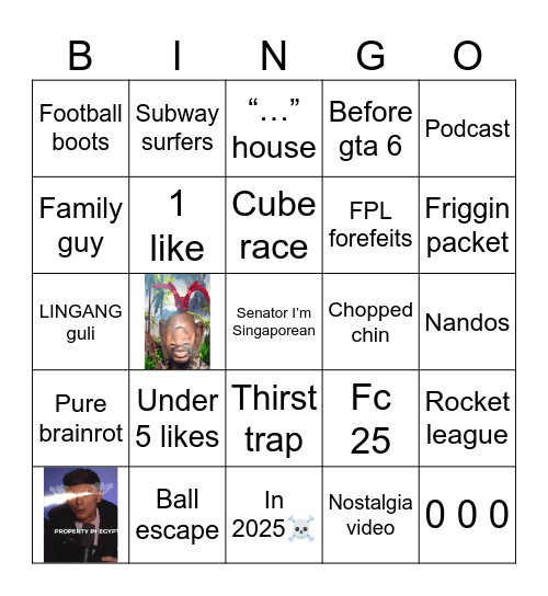 TikTok bingo Card