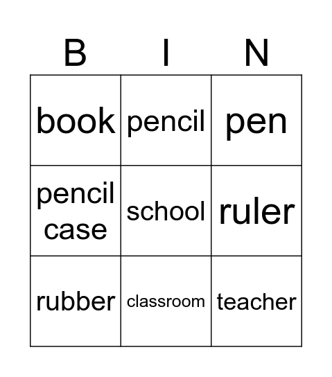 Numbers Bingo Card